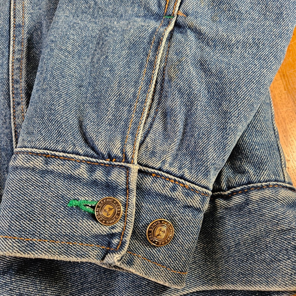 Vintage John Deere Denim Jacket‎ Sherpa Collar Mens L Button Front Trucker - Picture 5 of 11